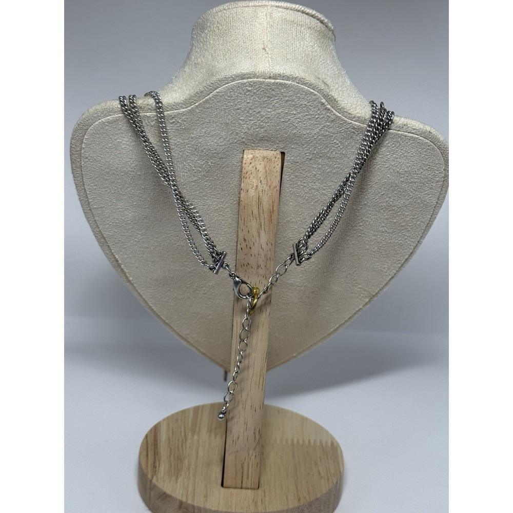 Vintage Bohemian Silver Toned Multi Layered Necklace Multi Charm Adjustable - Picture 4 of 6